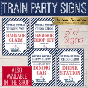 Editable Train Party Banner, Printable Happy Birthday Pennant, Customized Blue Decoration for Boy Digital DIY Bunting Decor Instant Download image 9