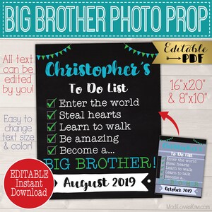 Future Big Brother Announcement Sign Printable, Second Baby Pregnancy ...