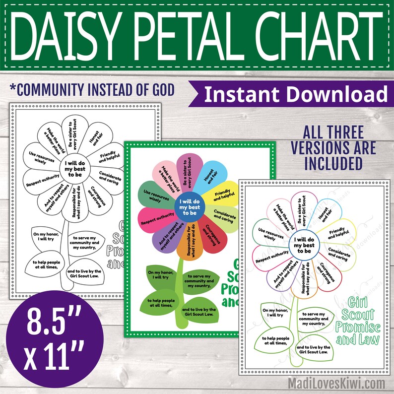 Printable Girl Scout Promise Law COMMUNITY Version Daisy Etsy Printable Girl Scout Promise Law COMMUNITY Version Daisy Etsy