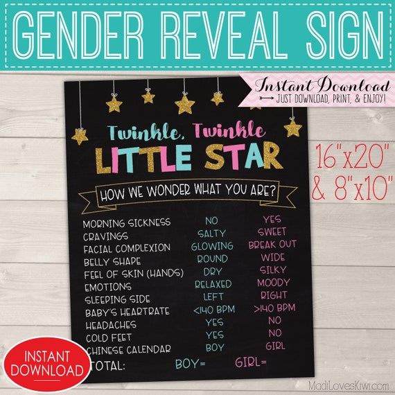 Twinkle Twinkle Little Star Gender Reveal Ideas Old Wives Tales