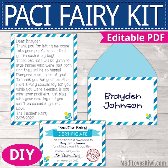 Printable Blue Pacifier Fairy Letter for Boy Personalized Etsy Australia