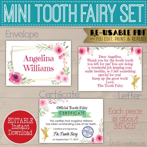Printable Enamel Fairy Letter PDF, Mini Teeth Fairy photo relating to Printable Tooth Fairy Certificates known as Printable Teeth Fairy Letter PDF, Mini Enamel Fairy