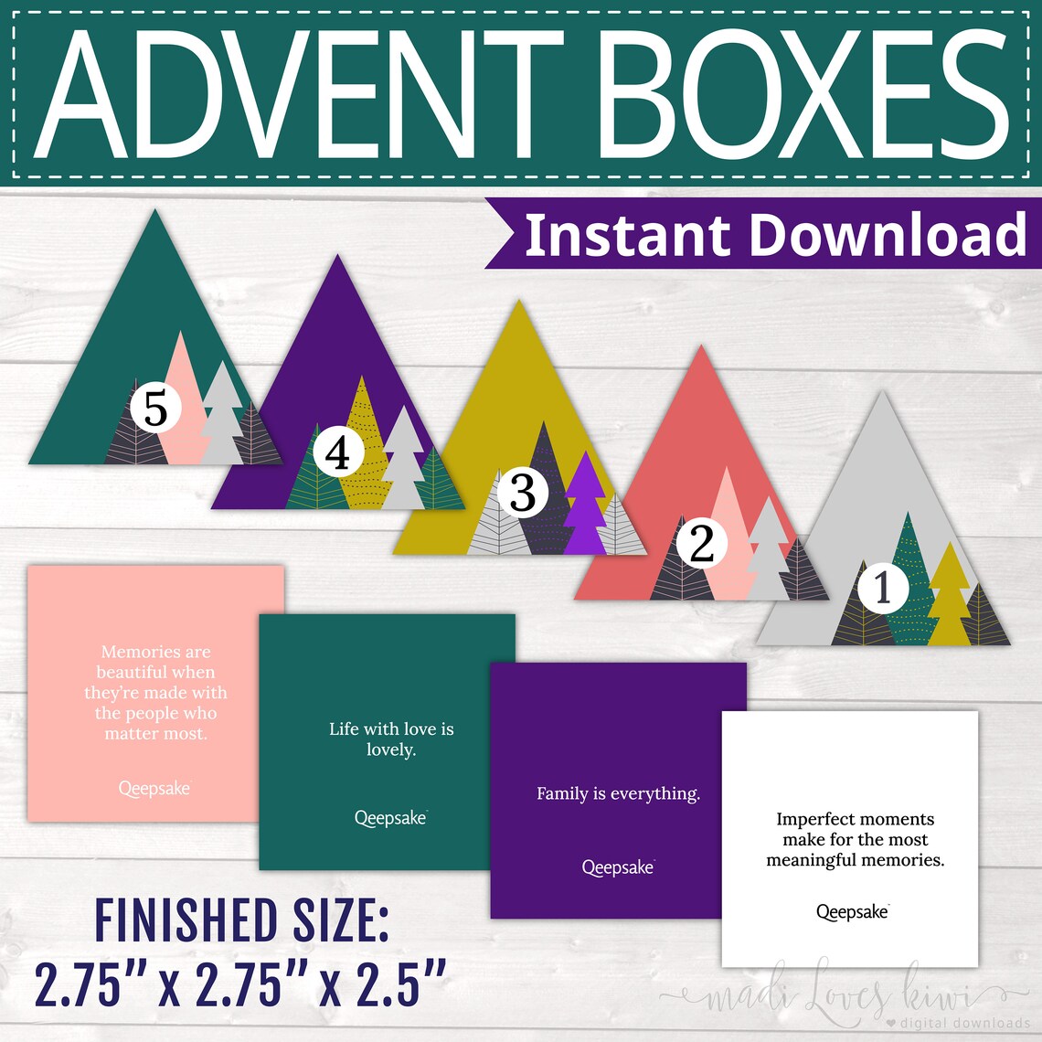 Printable Advent Calendar Boxes Christmas Countdown Gift Idea | Etsy