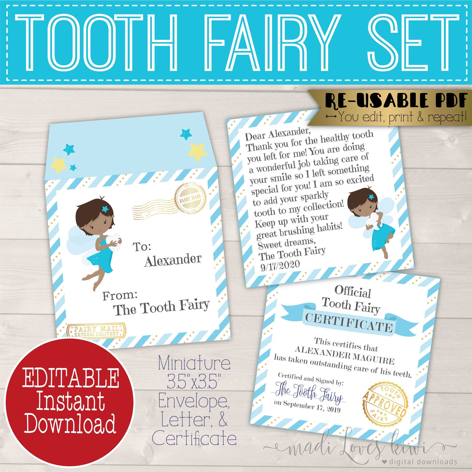 Mini Tooth Fairy Letter Printable Editable Lost Tooth - Etsy