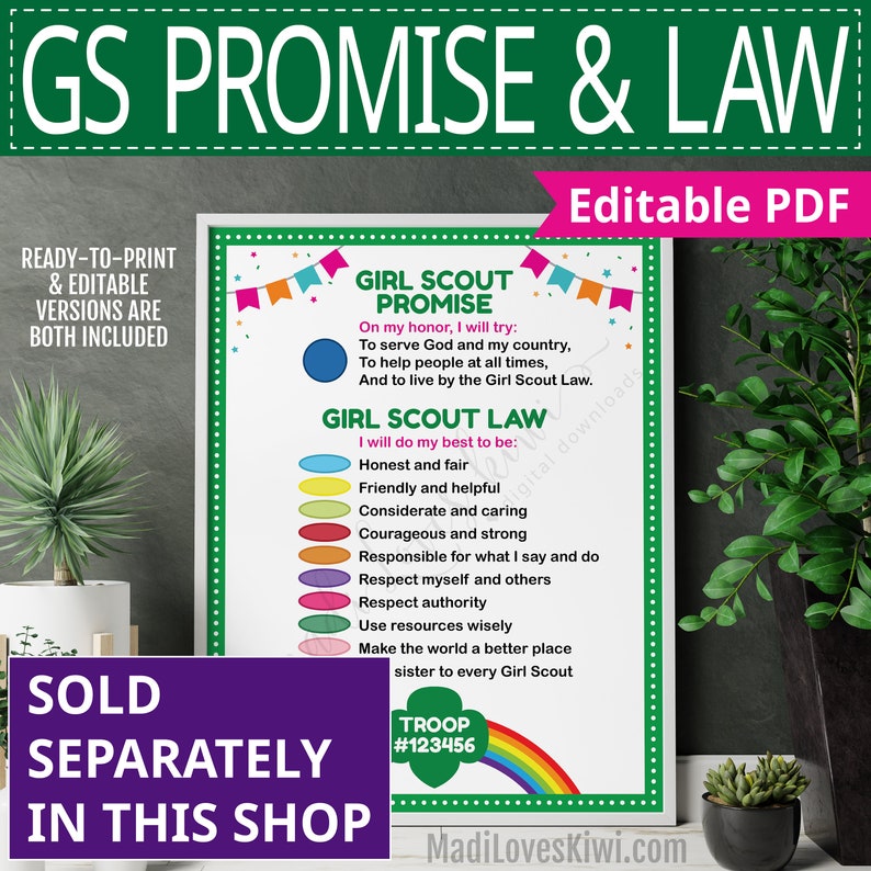 Printable Girl Scout Promise &amp; Law COMMUNITY Version Daisy - Etsy