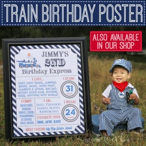 Vintage Train Birthday Invitation, Printable Ticket Party Invite, Digital Chugga Choo Editable PDF Template Blue Boy Instant Download Ideas image 4