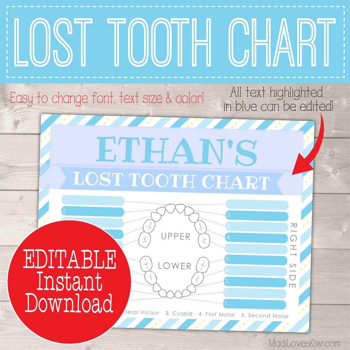 Lost Tooth Chart Boy First Lost Tooth Custom Tooth Fairy - Etsy