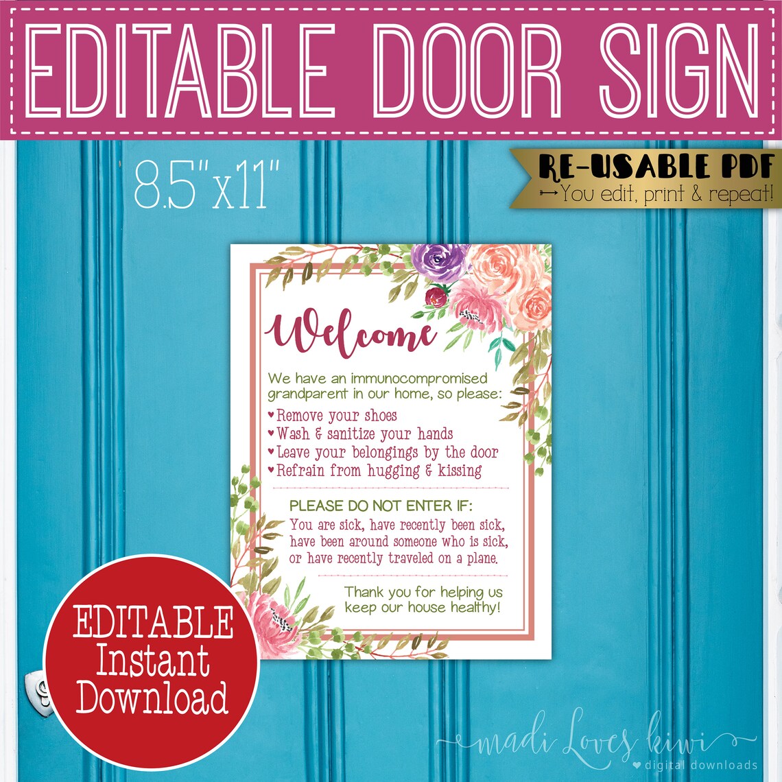 Weak Immune System Poster for Door Welcome Sign Printable - Etsy