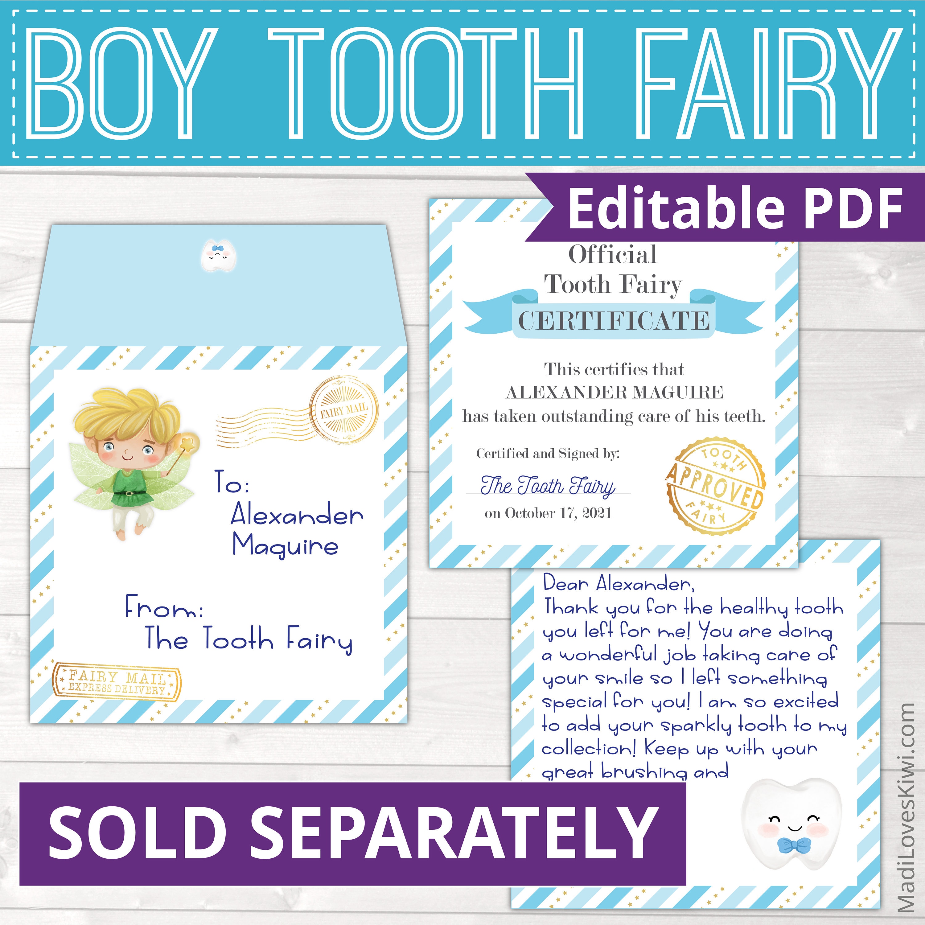 Printable Blue Pacifier Fairy Letter for Boy Personalized - Etsy Canada