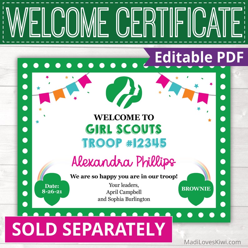 Editable Scout Bridging Certificate for All Levels Daisy Brownie Junior Cadet, Printable Ceremony Girl Troop Leader Instant Download DIY image 10