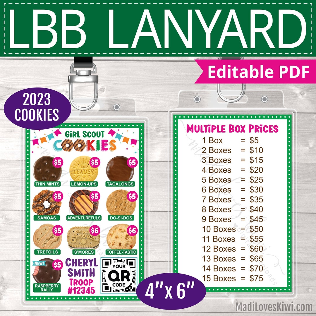 2023 LBB Girl Scout Lanyard Editable Cookie Menu Price List Etsy