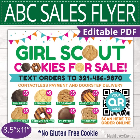 2024 ABC Girl Scout Flyer With QR Code No Gf, Printable Cookie