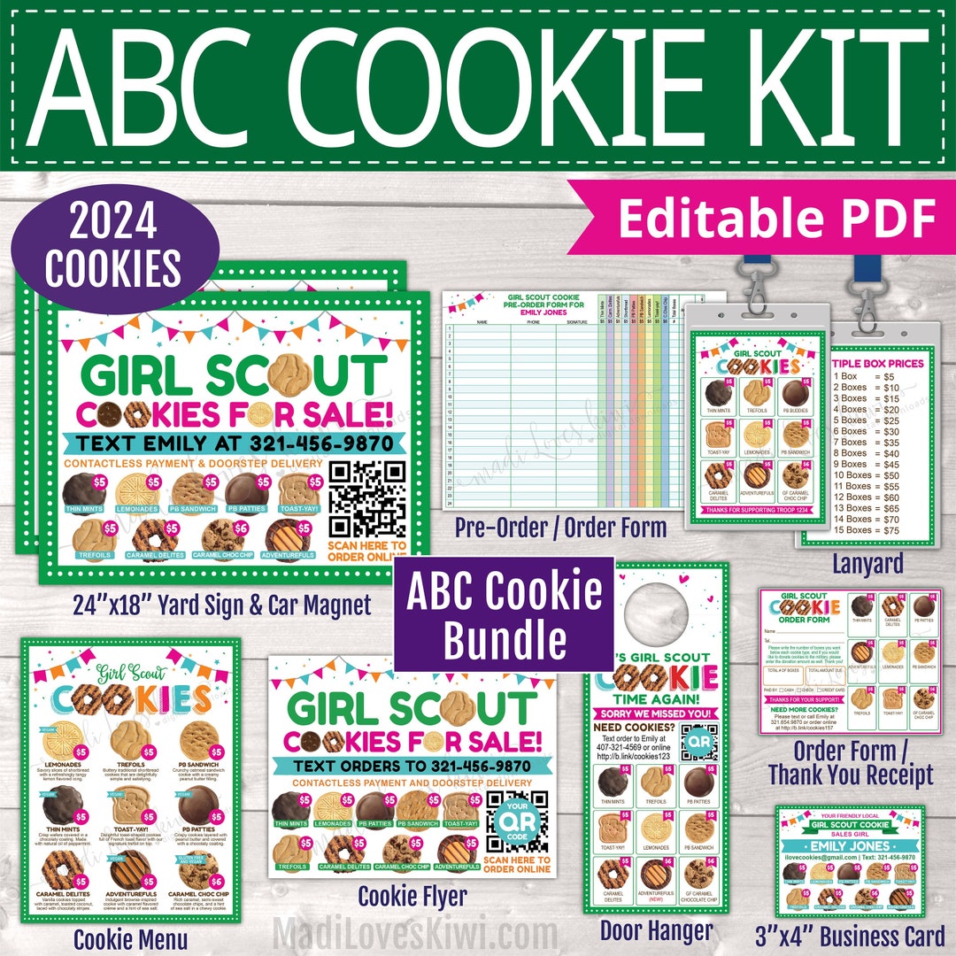 2024 ABC Printable Girl Scout Cookie Marketing Kit, Editable Yard Sign ...
