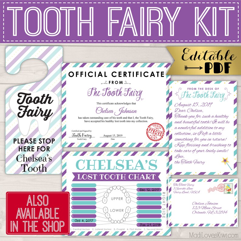 certificate from tooth fairy boy printable letter missing etsy
