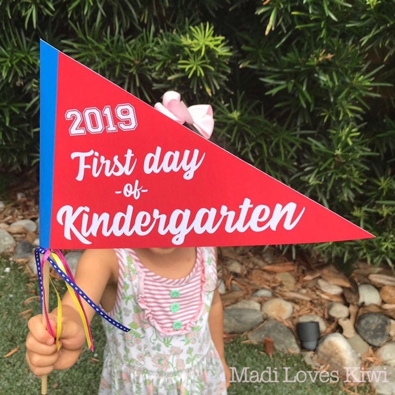 First Day of School Pennant Printable Last Day Flag Banner Etsy