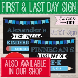 First Day of School Sign Reusable, Last Day Chalkboard Photo Prop ...