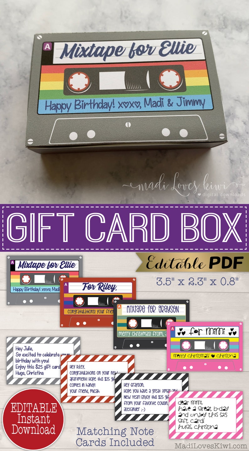 Editable Cassette Tape Gift Card Holder Printable Birthday Etsy Editable Cassette Tape Gift Card Holder Printable Birthday Etsy