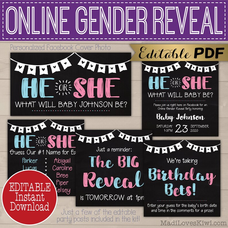 How to Host Virtual Gender Reveal Party Guide Online Facebook Etsy