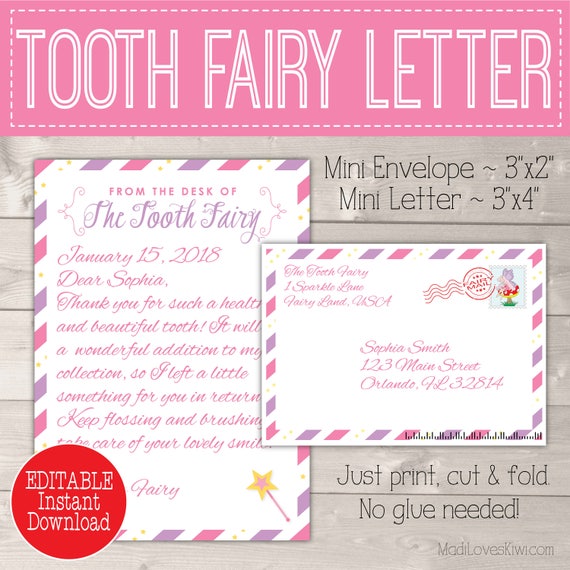 Letter From Tooth Fairy Letters Kit Teeth Tracker Pdf Etsy