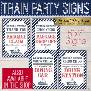 Vintage Train Birthday Invitation, Printable Ticket Party Invite, Digital Chugga Choo Editable PDF Template Blue Boy Instant Download Ideas image 7