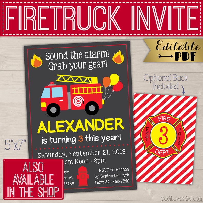 Printable Junior Firefighter Certificate, Firetruck Birthday Party Favor Idea Instant Download, Fireman Award Editable, Digital Fire Truck image 5