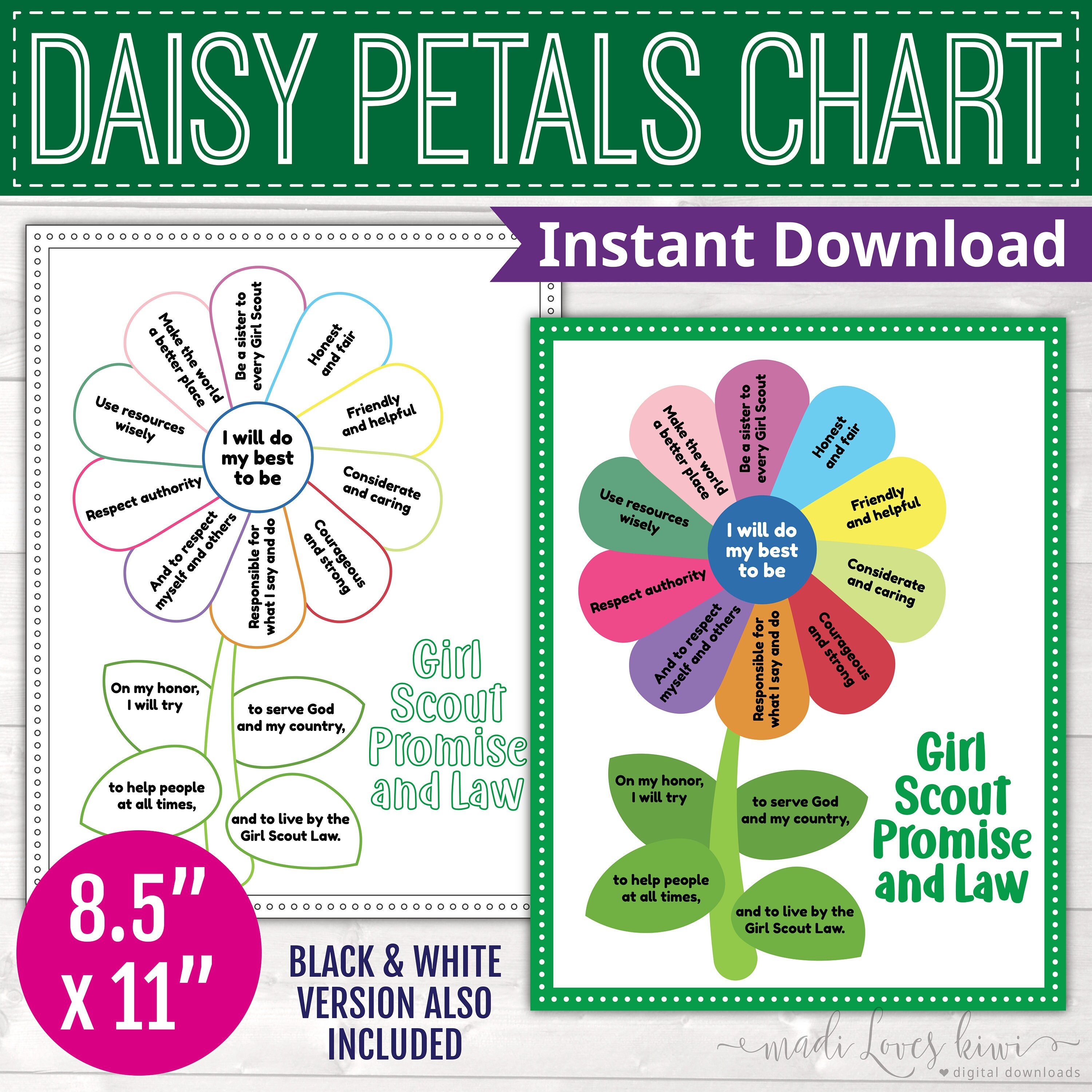 Girl Scout Promise And Law Daisy Flower Printable Lupon gov ph