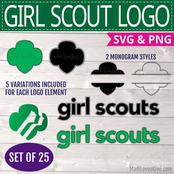 Girl Scout Logo SVG & PNG Files - Set of 25, Trefoil Monogram for Cricut Silhouette, Troop Leader Instant Download Cookie Clip Art Craft Cut Il_570xn