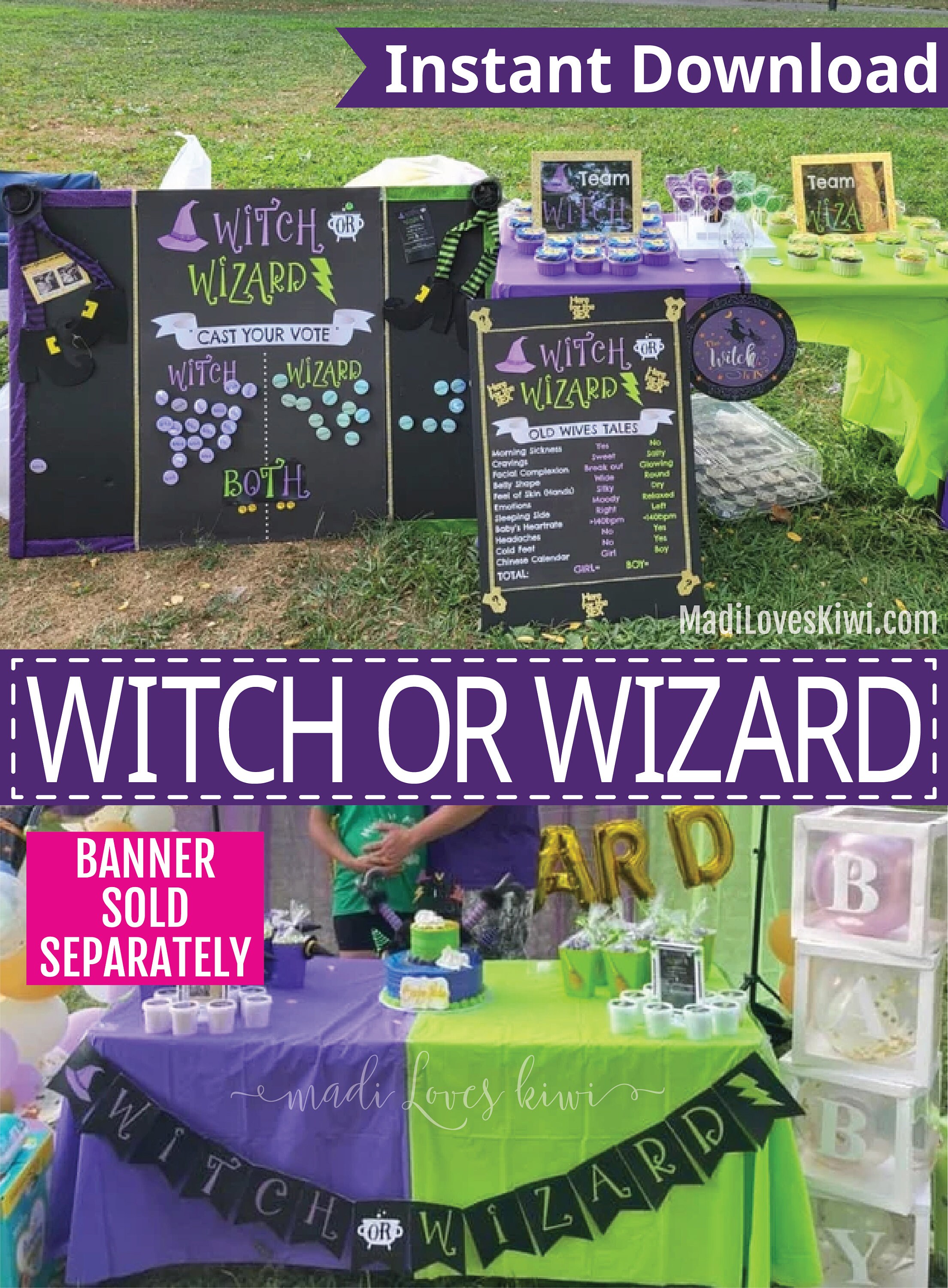 Wizard or Witch Gender Reveal Decoration Kit Printable Old Etsy Canada