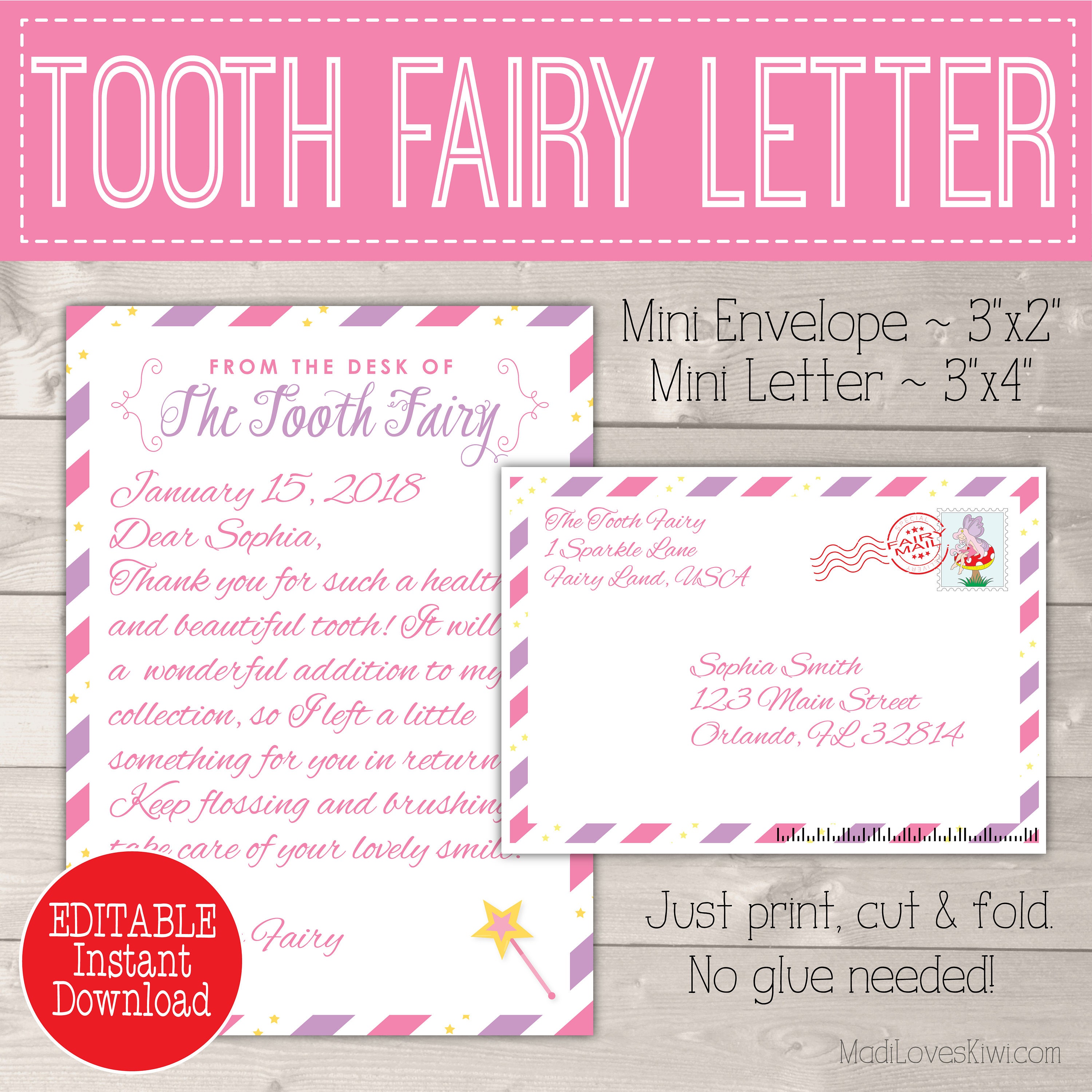 personalized girl tooth fairy letter kit printable first lost etsy