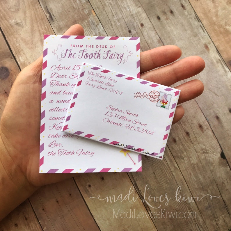 personalized girl tooth fairy letter kit printable first