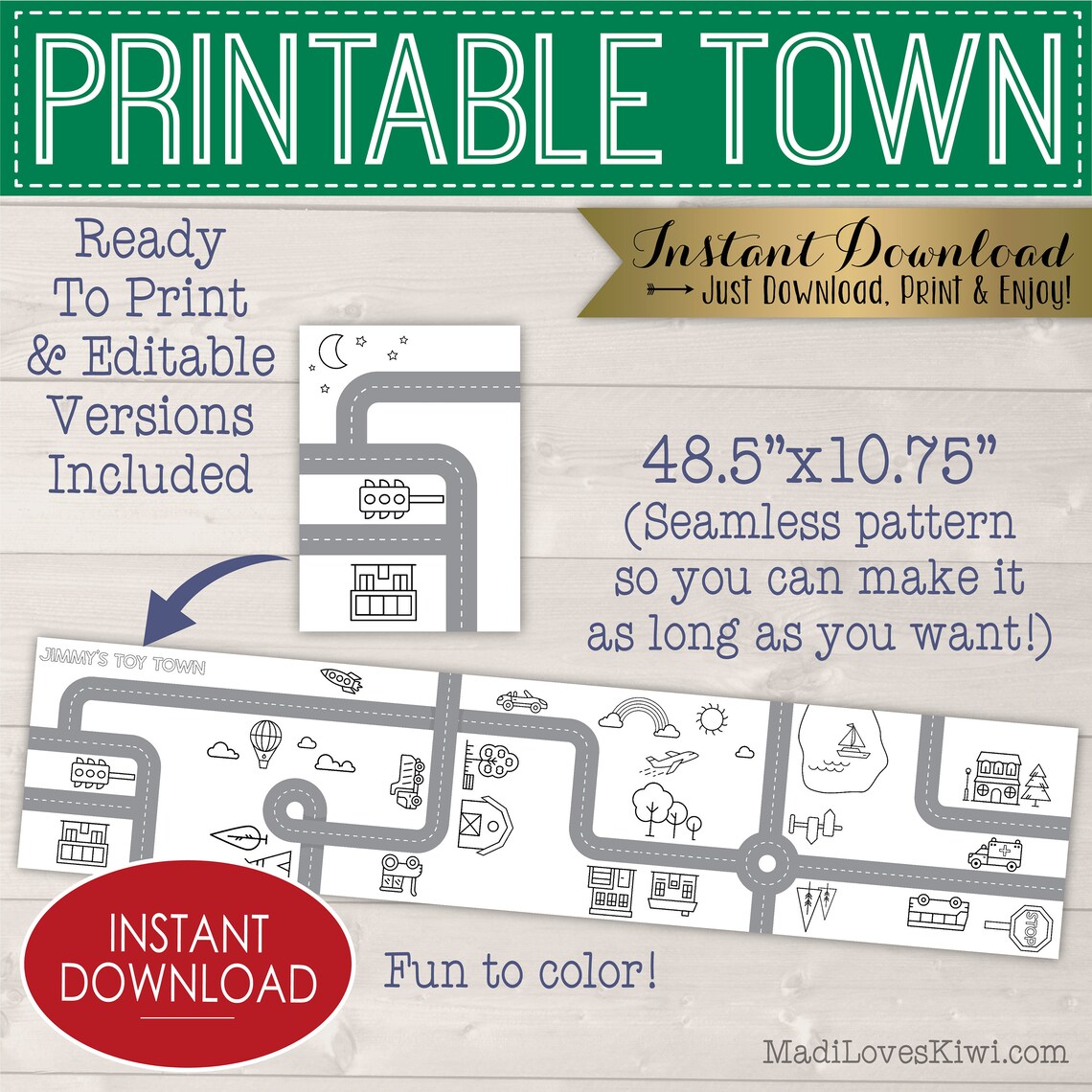 Printable Playmat With Roads PDF Template Editable City - Etsy