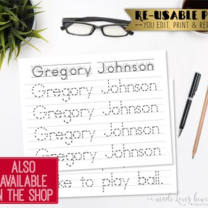 Cursive Name Writing Worksheet, Printable Handwriting Copywork, Script ...