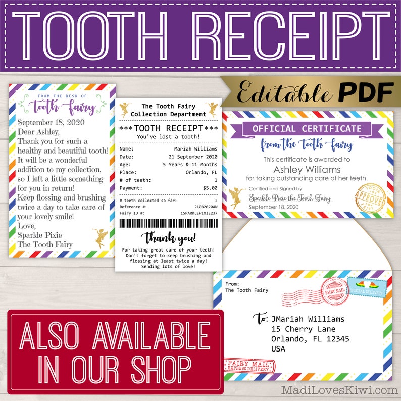 Rainbow Tooth Fairy Prop, First Lost Tooth Photo Prop, First Lost Tooth Sign, Digital Tooth Fairy, Girl Tooth Fairy, Lost First Tooth Sign image 5