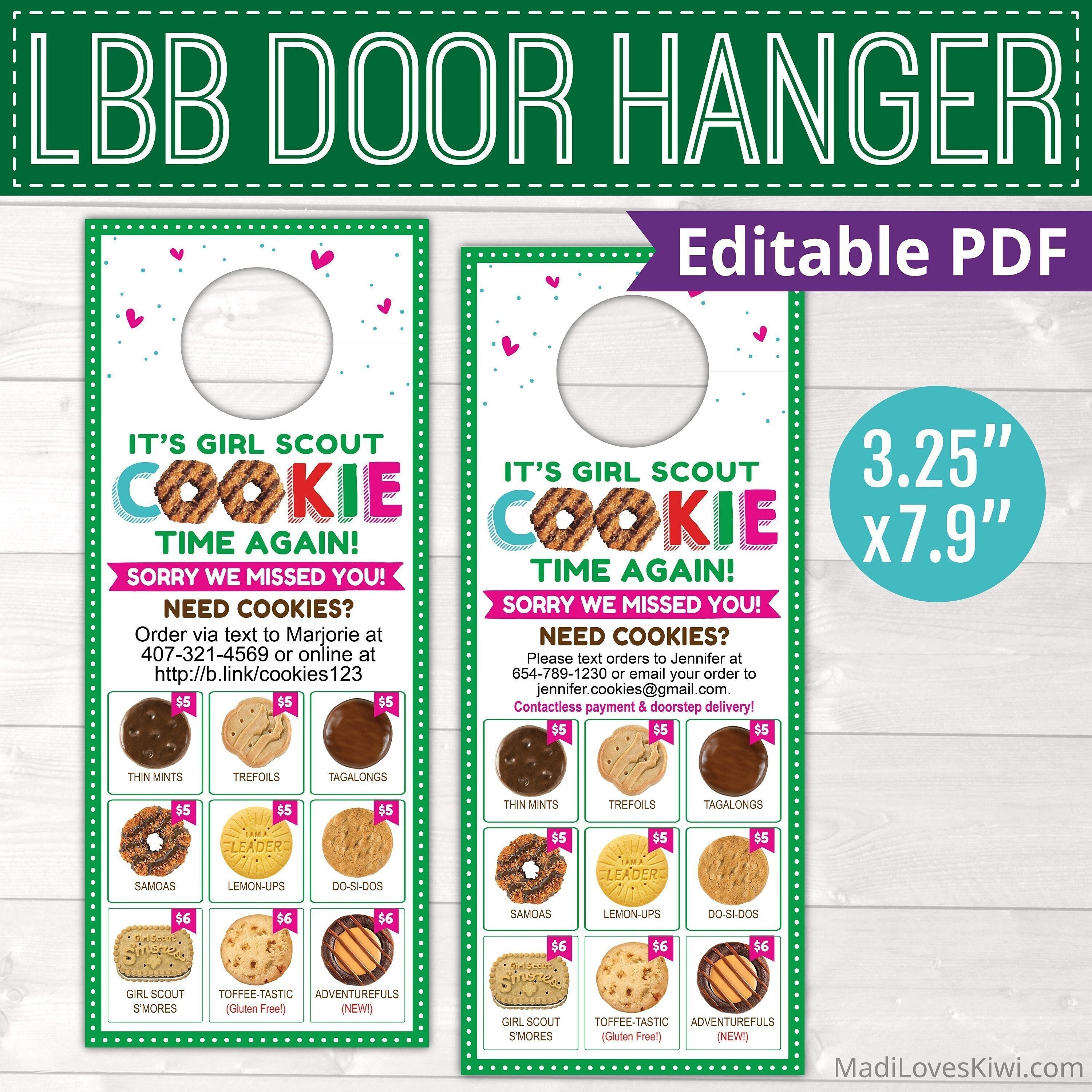 2022 LBB Girl Scout Door Hanger Printable Editable Cookie - Etsy