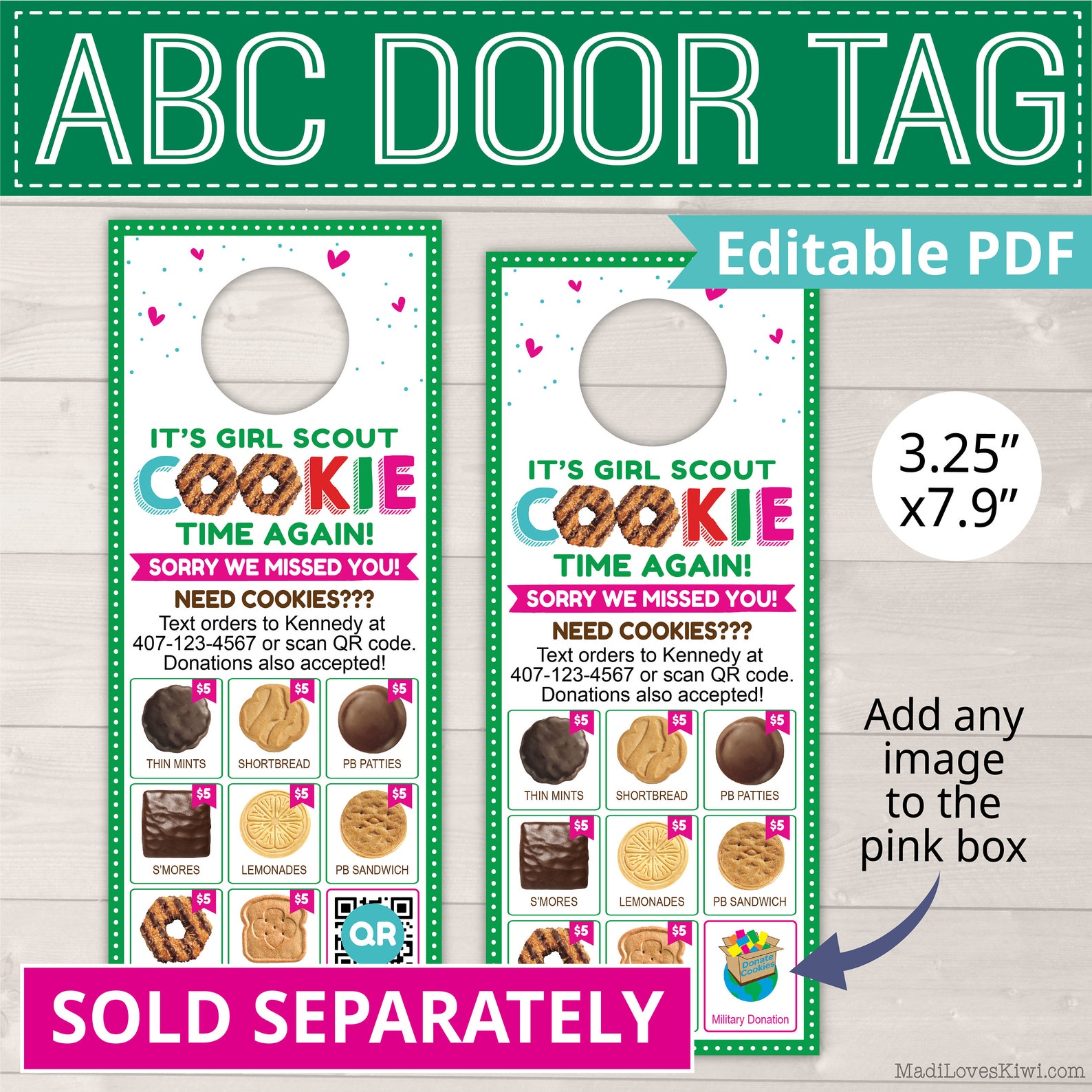 Girl Scout Cookie Business Card With QR Code Printable Seller Etsy