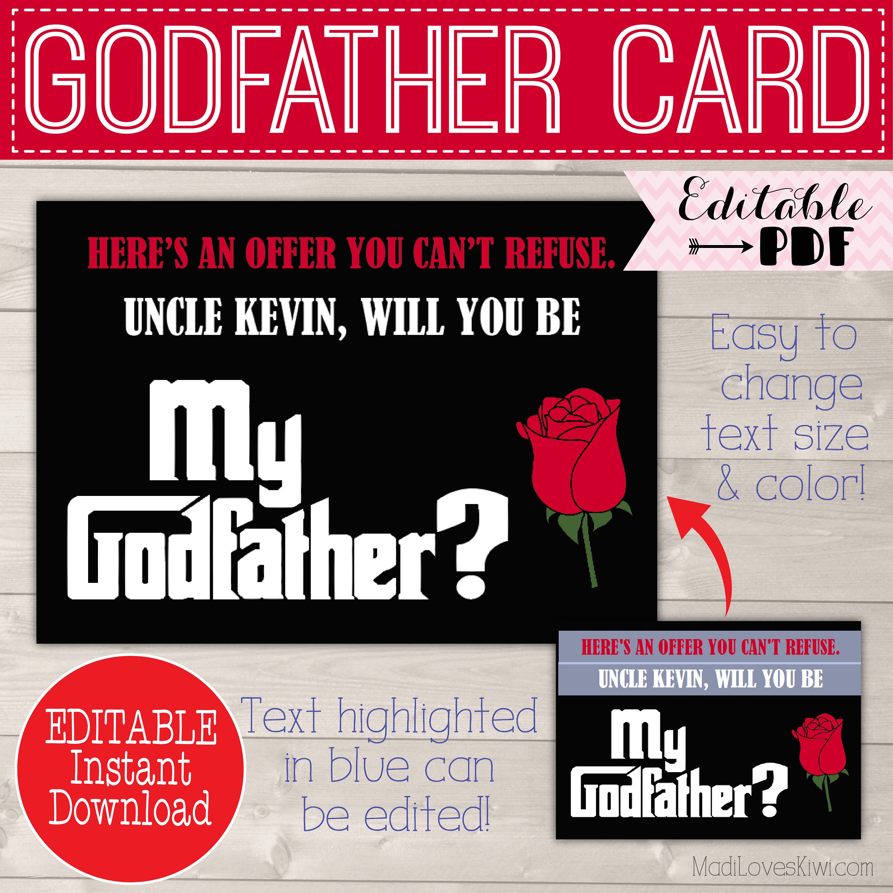 Printable Will You Be My Godfather Card Personalized God - Etsy UK