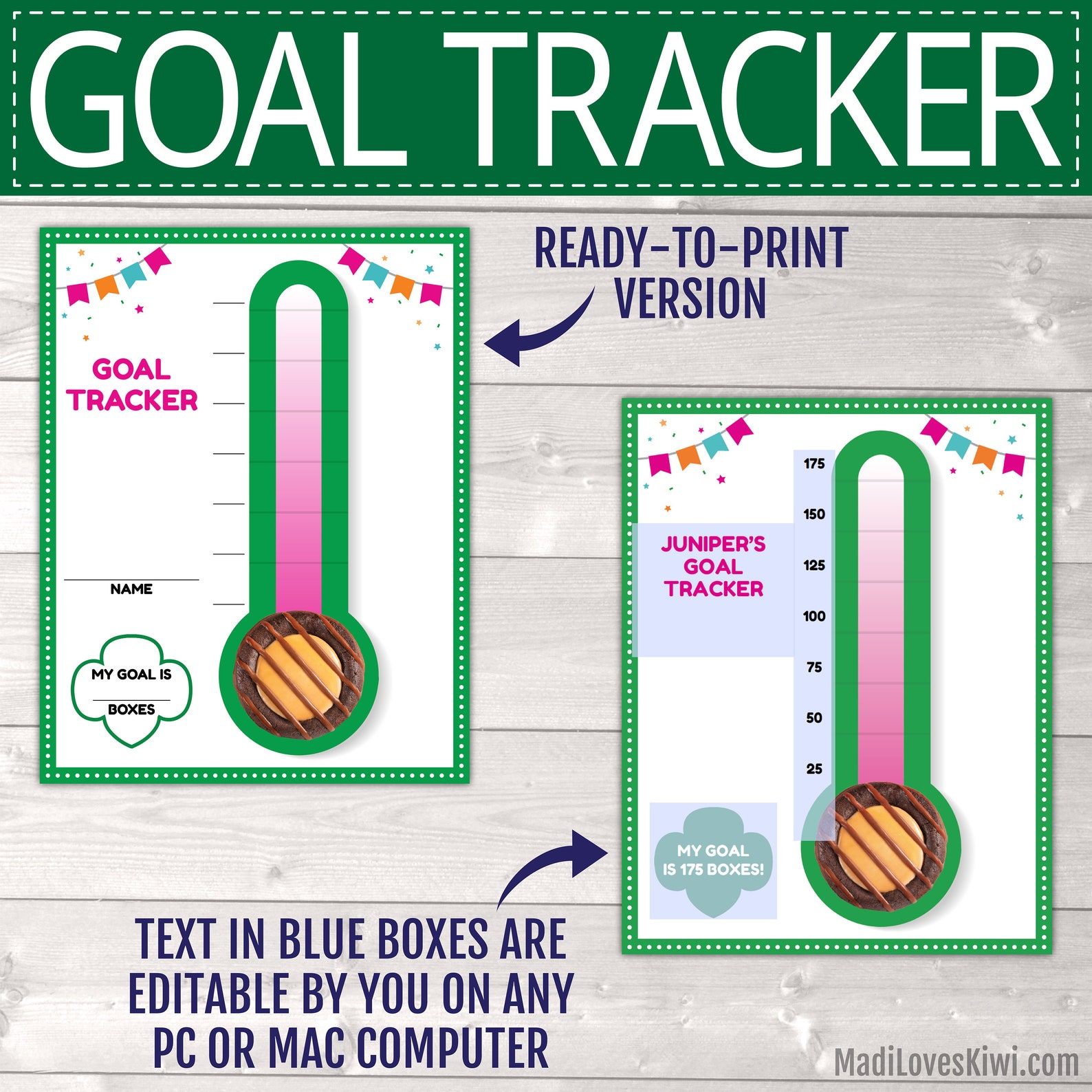Editable Girl Scout Cookie Goal Tracker Printable Box Sale Etsy