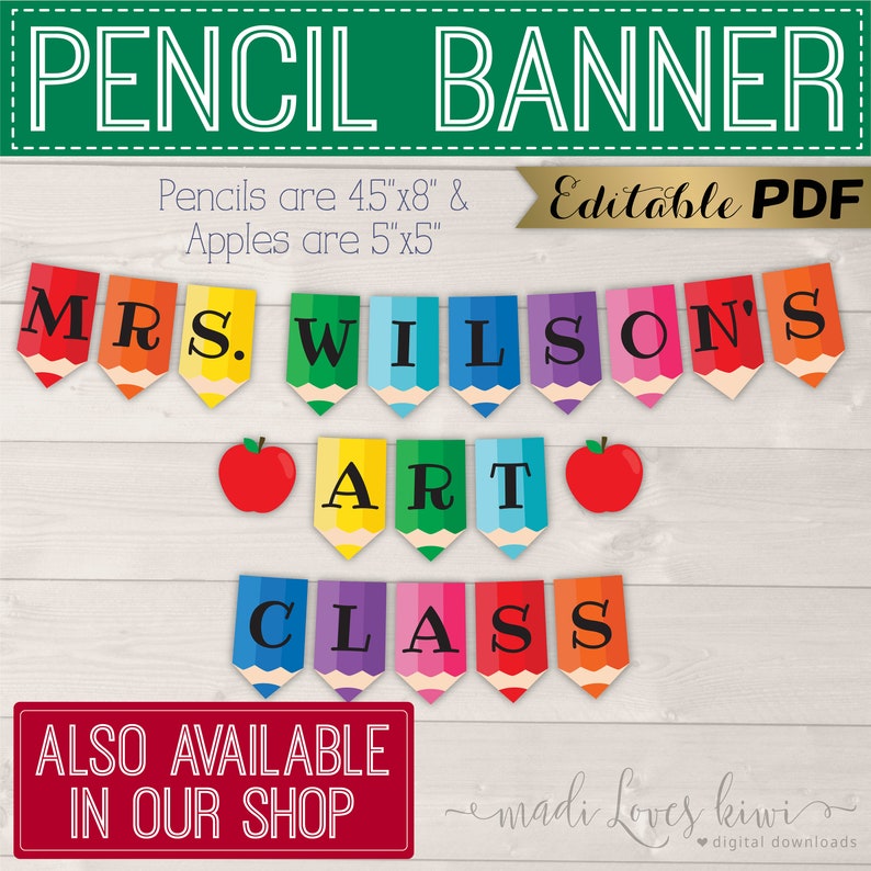 Printable Pencil Welcome Banner, Rainbow Colored Back to School Bunting, Pennant Classroom Decor, Teacher Class Decorations Digital Download image 4
