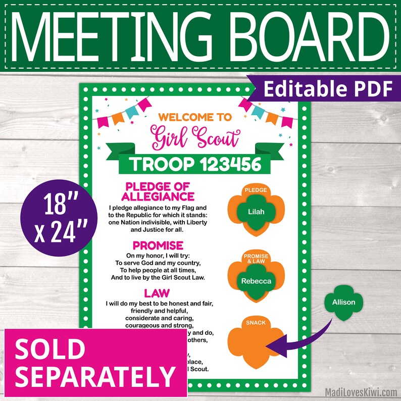 Editable Girl Scout Kaper Chart With Name Label Printable - Etsy