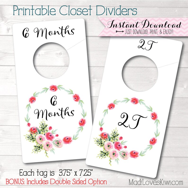 Baby Closet Dividers Floral Nursery Decor Printable Etsy