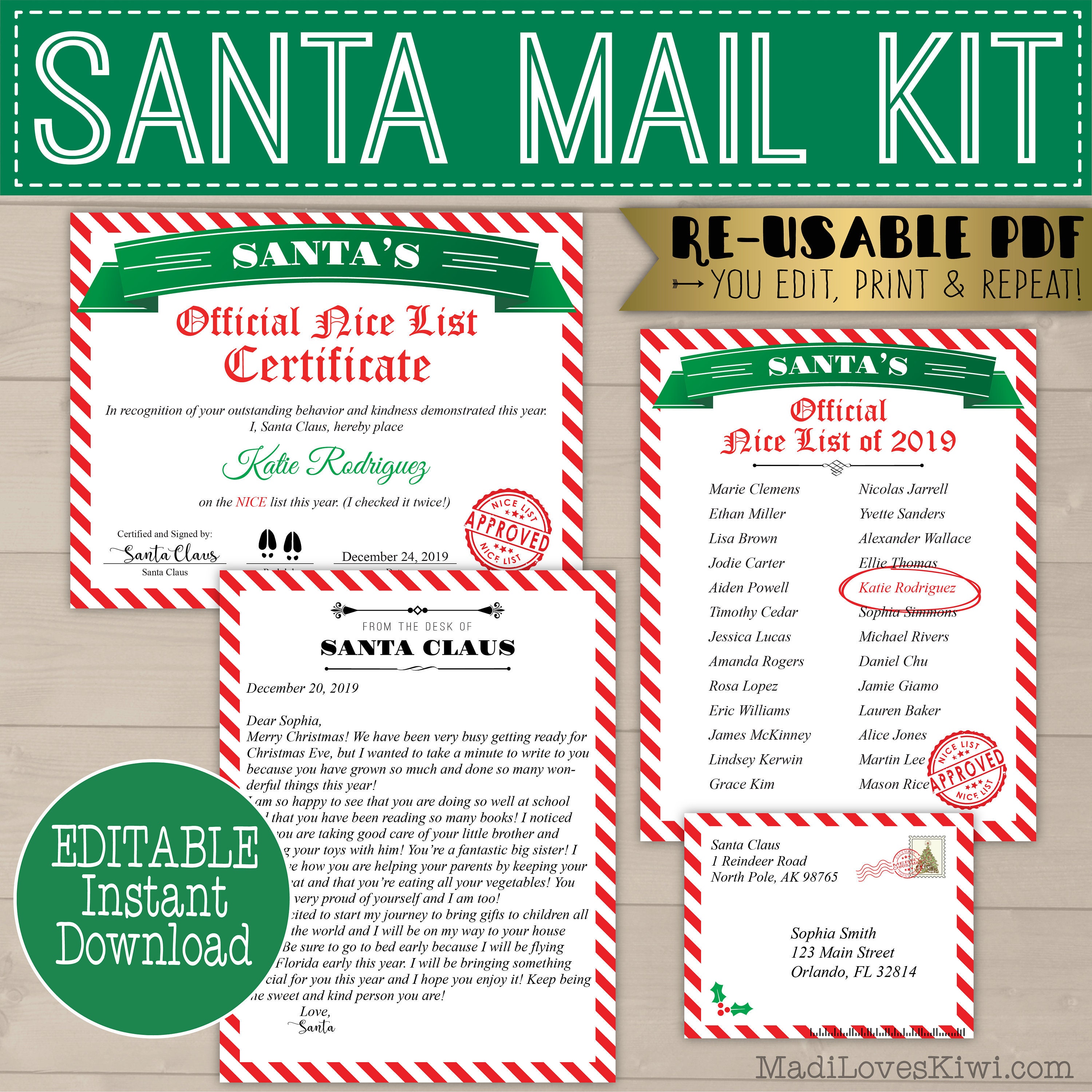 Personalized Santa Letter Template Printable Nice List - Etsy
