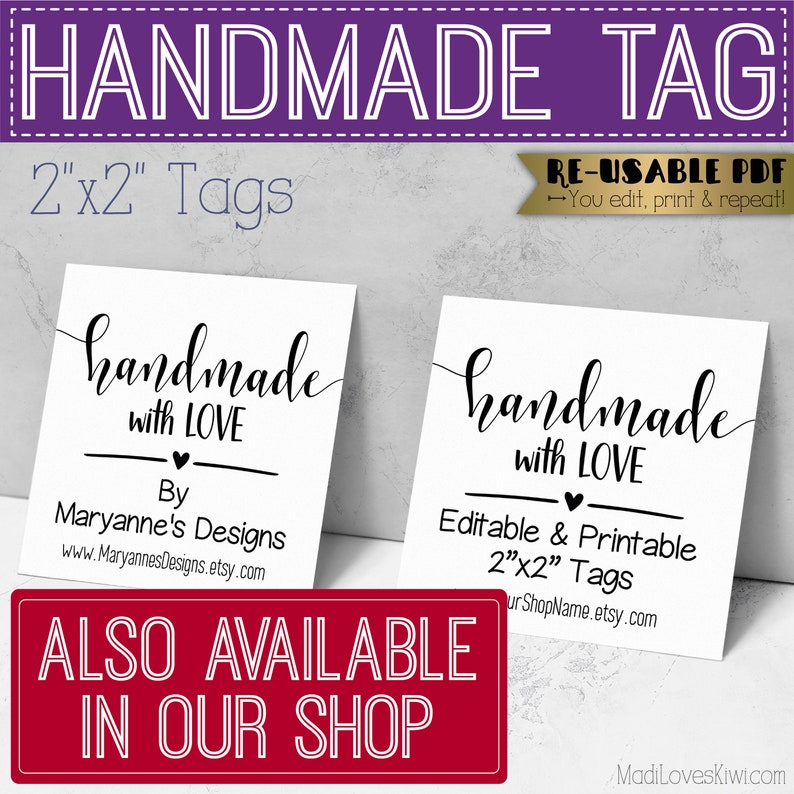 EDITABLE Hair Scrunchie Tag, Printable Handmade Product Label Logo, Digital PDF Template, Care Instruction Sewing Packaging Instant Download image 7
