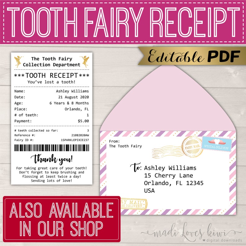 personalized girl tooth fairy letter kit printable first lost etsy