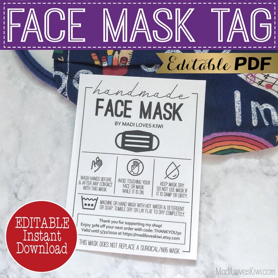 editable face mask care card inserts printable facemask instruction