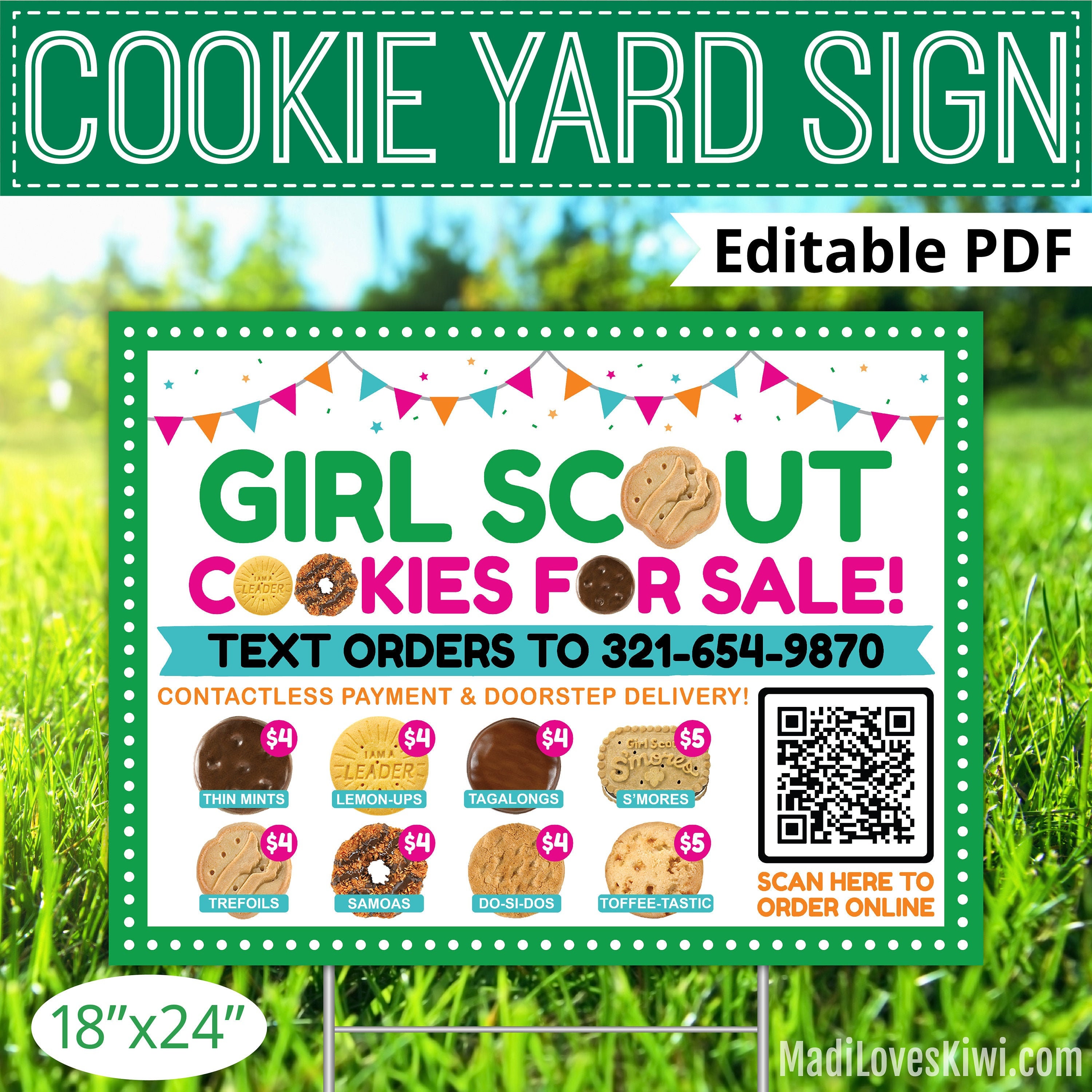 LBB Girl Scout Yard Sign with QR Code 24x18 Cookie Lawn Order | Etsy België