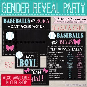 Touchdowns or Tutus Gender Reveal Party Decor Ideas, Old Wives Tales Sign Chalkboard Printable, Football Poster Decoration Digital Download image 4