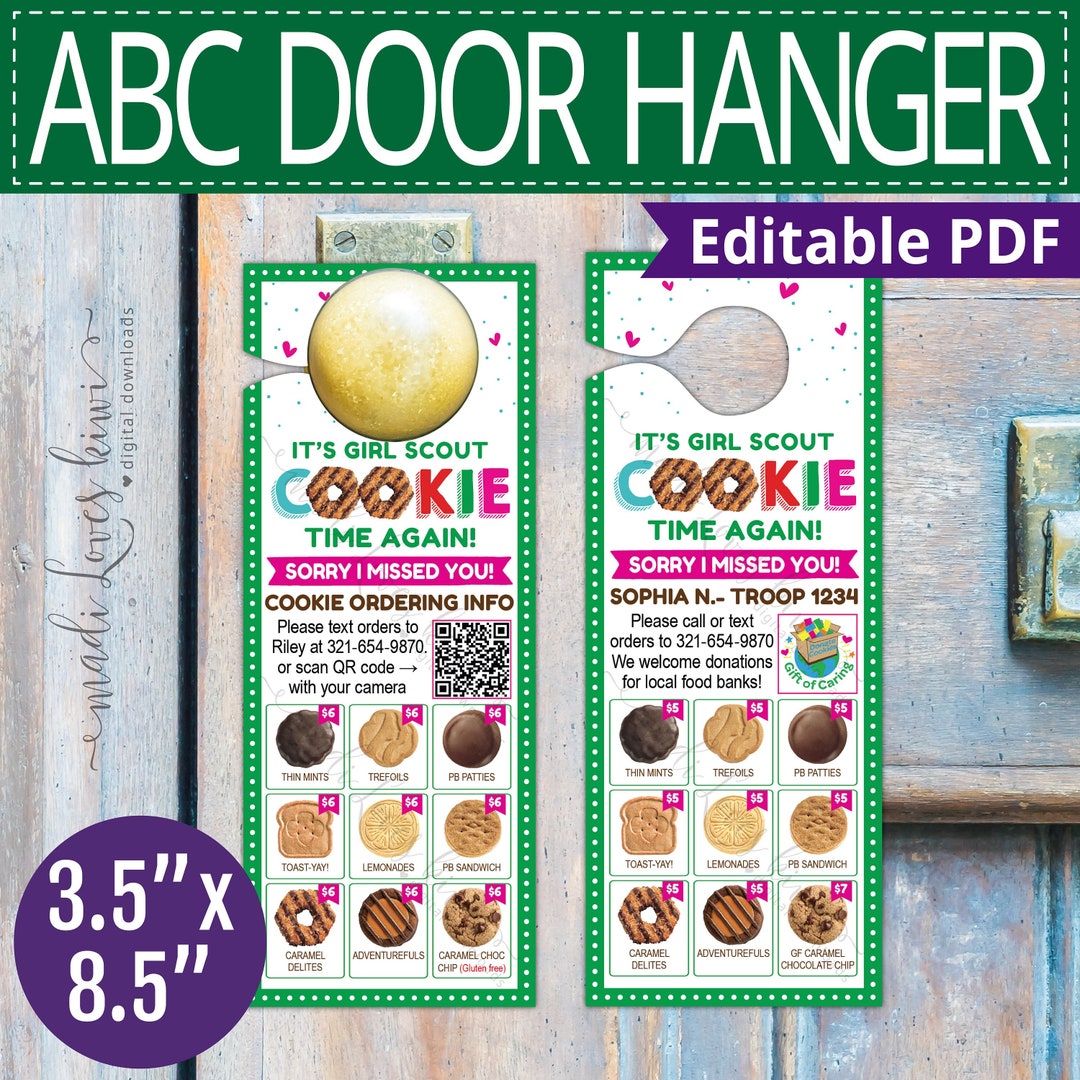 Printable Girl Scout Door Hanger for VISTAPRINT, 2024 ABC Editable