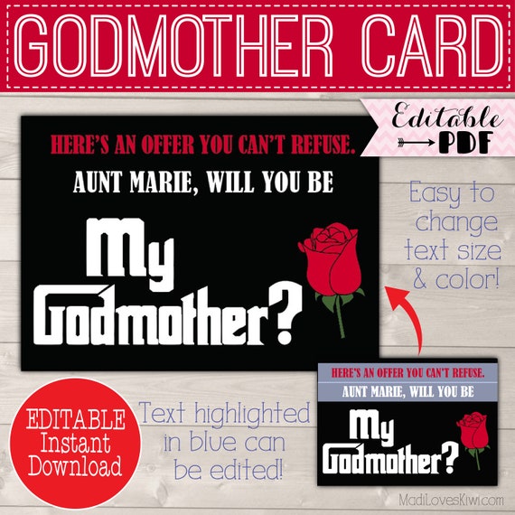 Baptism Card Christening Card Card for Godmother Card for Christening Ask Godmother Godmother Card Will You Be My Godmother? Card