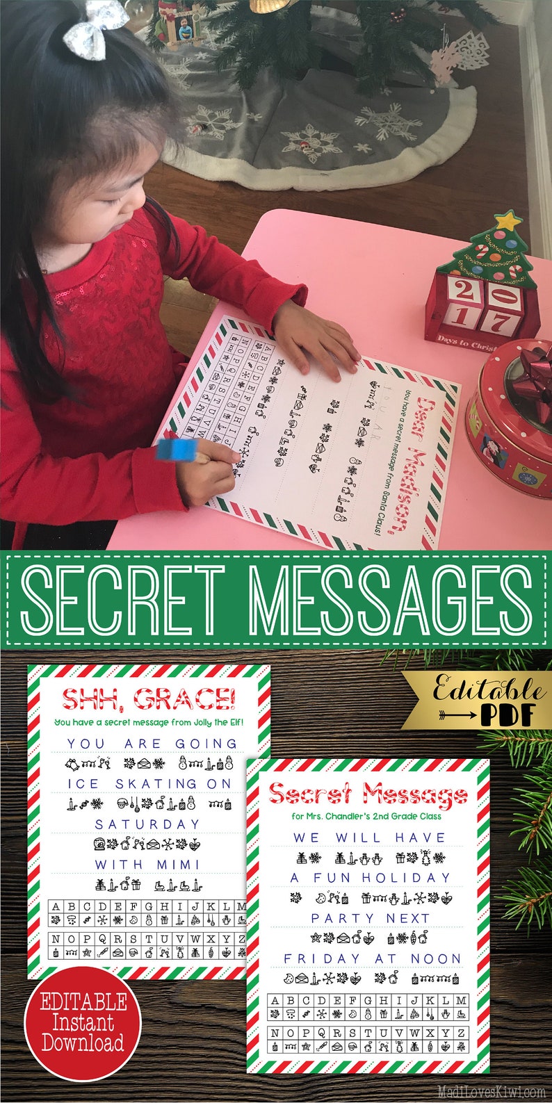 Editable Secret Message from Elf Printable Elf Prop Santa | Etsy