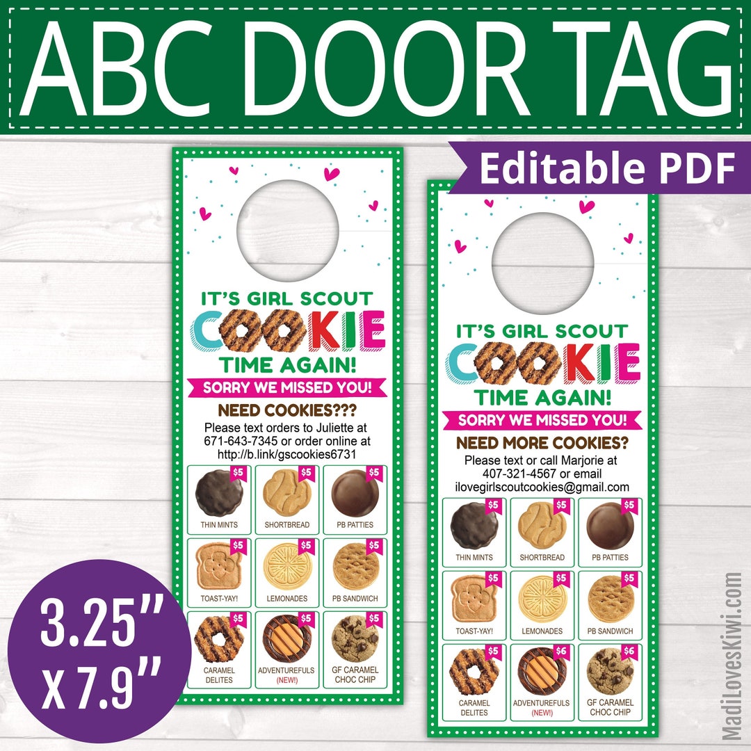2024 ABC Cookie Menu, Girl Scout Door Hanger Printable, I Missed You ...